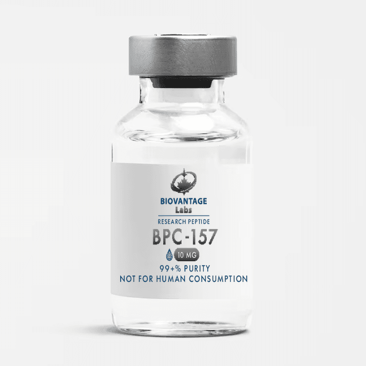 Biovantage Labs BPC-157 10mg research peptide vial, 99+% purity, lyophilized, Canada