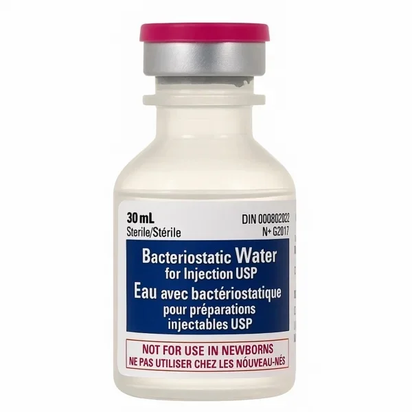 Bacteriostatic Water for Injection USP 30mL vial, DIN 000802022, Health Canada approved, Canada