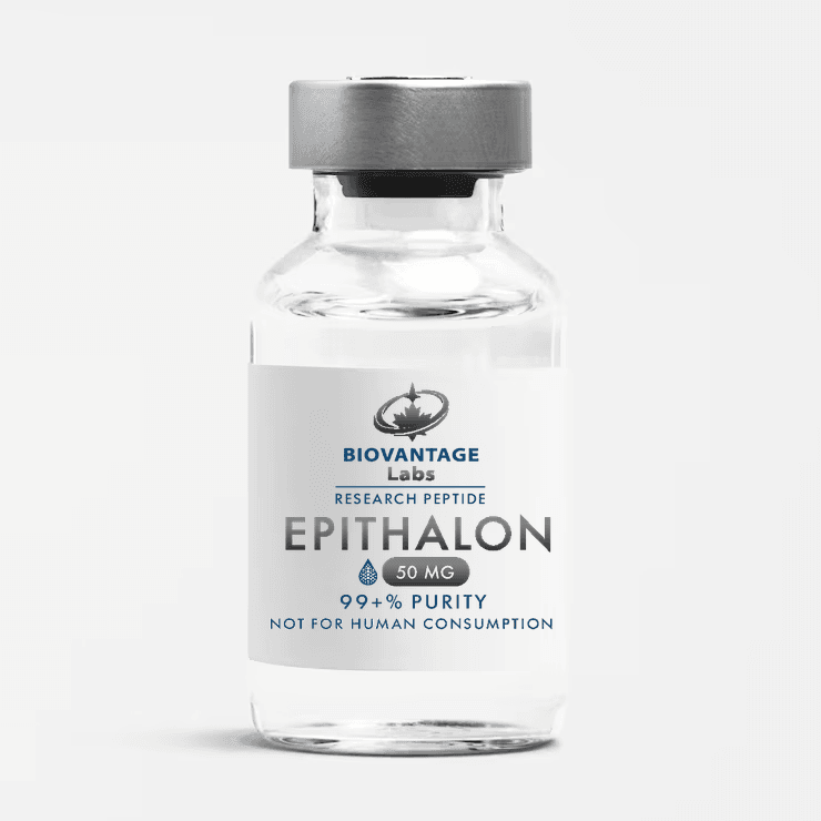 Biovantage Labs Epithalon 50mg research peptide vial, 99+% purity, lyophilized, Canada
