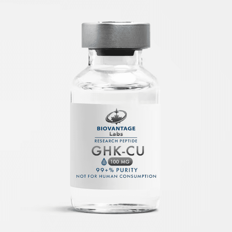 Biovantage Labs GHK-Cu copper tripeptide research peptide vial, 99+% purity, lyophilized, Canada