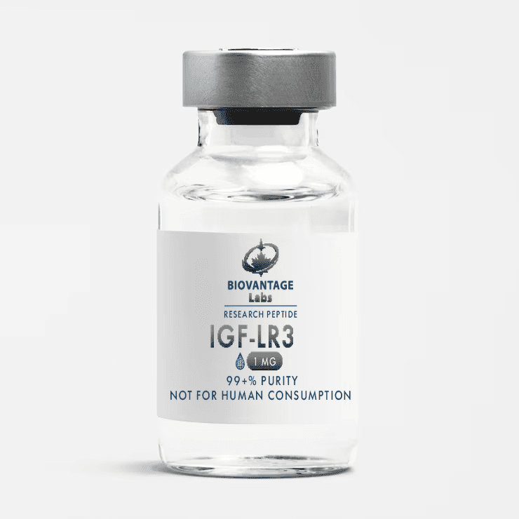 Biovantage Labs IGF-1 LR3 research peptide vial, 99+% purity, lyophilized, Canada