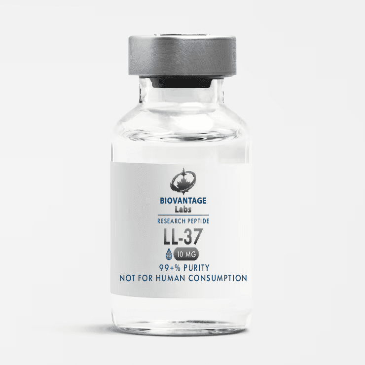 Biovantage Labs LL-37 research peptide vial, 99+% purity, lyophilized, Canada