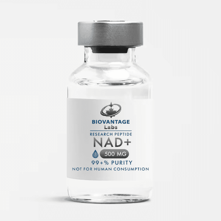 Biovantage Labs NAD+ research compound vial, 99+% purity, lyophilized, Canada