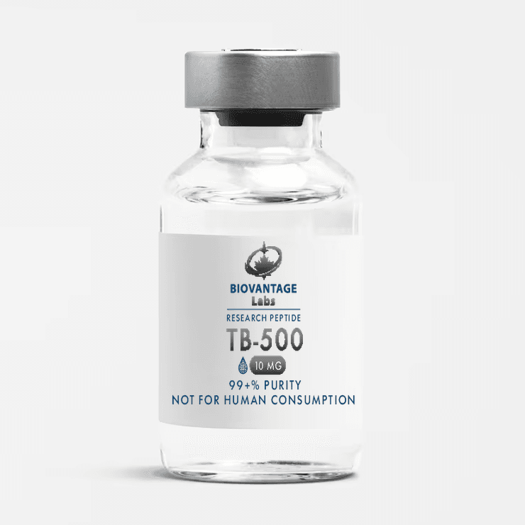 Biovantage Labs TB-500 research peptide vial, 99+% purity, lyophilized, Canada