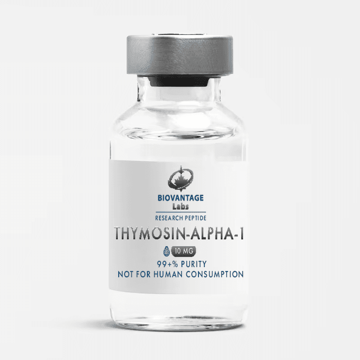 Biovantage Labs Thymosin Alpha-1 research peptide vial, 99+% purity, lyophilized, Canada